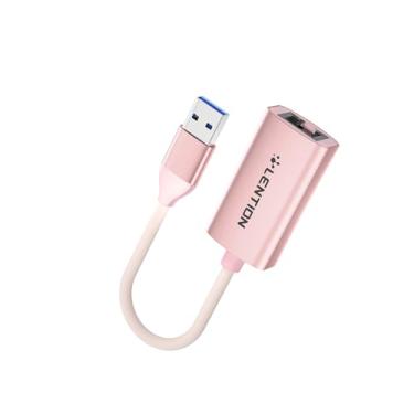 Imagem de LENTION Adaptador USB 3.0 tipo A para Gigabit Ethernet, conversor de rede LAN RJ45 compatível com Nintendo Switch, MacBook Pro/Air, Surface, Chromebook, laptops Windows, mais (HU604, ouro rosa)