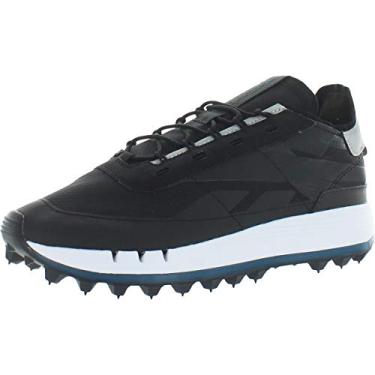 Imagem de Reebok Tênis de corrida feminino clássico Legacy 83, Preto/branco/azul neon, 6.5