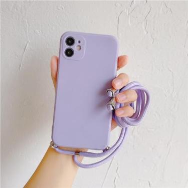 Imagem de Colar crossbody cinta cordão cabo silicone caso de telefone para huawei p50 p40 p30 p20 lite pro capa traseira, roxo, para p30