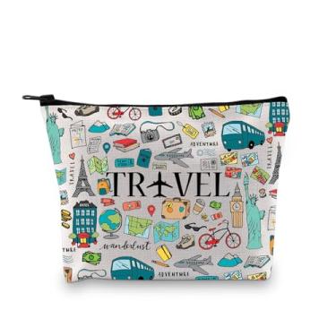 Imagem de BDPWSS Presentes de comissária de bordo para mulheres, piloto, aviação, presente de formatura, aeromoça, bolsa de maquiagem para aeromoça, Bolsa de palavras de viagem, Tendência