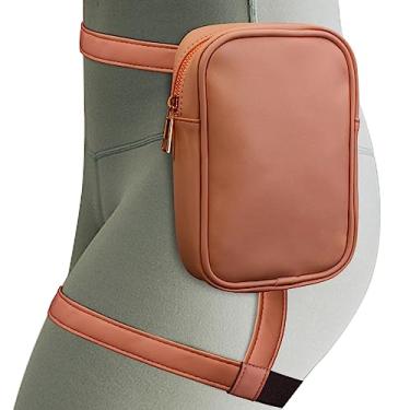 Imagem de Peicees Bolsa feminina com alça de perna de couro para a coxa para motocicleta, acessórios de fantasia, moda, pochete, Marrom