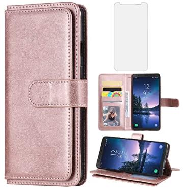 Imagem de Capa carteira compatível com Samsung Galaxy S8 Active e protetor de tela de vidro temperado, capa flip com suporte de cartão de crédito, capas de celular para Glaxay S8Active 8s S 8 8Active G892A