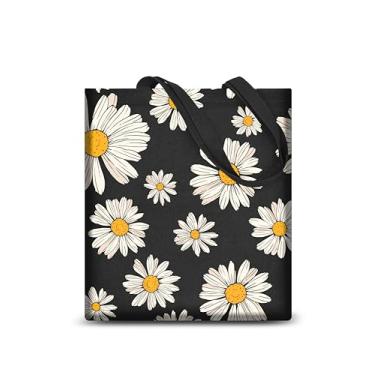 Imagem de AUSVKAI Sacola de lona estética para mulheres, lindas bolsas de algodão reutilizáveis de pano para compras na faculdade, praia, mercearia, presentes modernos, Flora09, Large