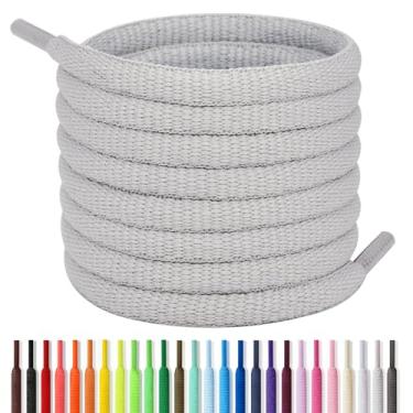 Imagem de Handshop Cadarços atléticos ovais de 1/10.2 cm 61.0 cm-182.9 cm em 22 cores, cadarços de sapato meio redondo, Cinza claro, 24 inch (60cm)
