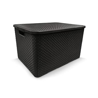 Imagem de ORGANIZADOR RATTAN C/TAMPA 07 LITROS - PRETO
