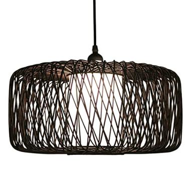 Imagem de Lustre de vime estilo costeiro Abajur vintage Decoração de restaurante Cesta de vime Luzes pendentes Estilo boho Luminária de teto de bambu embutida para quarto Cozinha Entrada Corredor de casa de