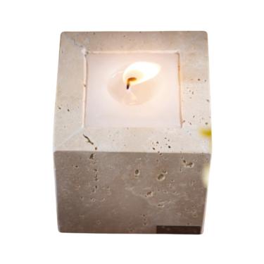 Imagem de Porta Vela Aromatizadora Em Mármore Travertino Romano