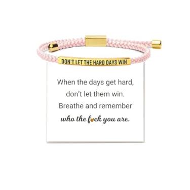 Imagem de Pulseira Dont Let The Hard Days Win, feita à mão, trançada, ajustável, de aço inoxidável, inspiradora, com tubo God Is In Control para mulheres, meninas, presentes de Natal/Aniversário, joias, 7.2, Aço inoxidável, Sem pedras preciosas