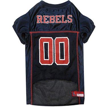 Imagem de Pets First NCAA College Mississippi Rebels Jersey de malha para cães e gatos, grande. Camisa de cachorro grande licenciada com seu time favorito de futebol/basquete universitário