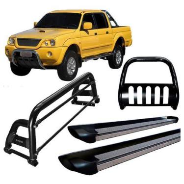 Imagem de Kit Quebra Mato estribo santo Antônio H2 L200 04 Preto - HOZZ