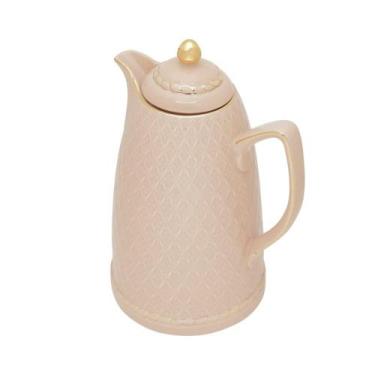 Imagem de Garrafa Térmica De Porcelana 900ml Renda Rosa - Wolff - Rojemac