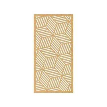 Imagem de Quadro Decorativo Mdf Cru Cubos Abstratos 40X20Cm - Doce Arte Em Madei