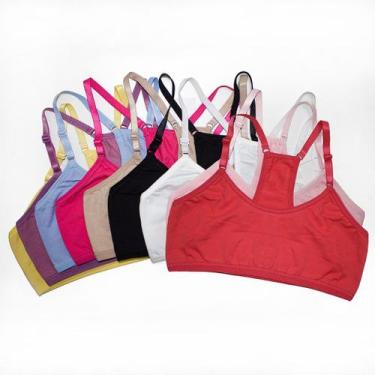 Imagem de Kit 10 Top Infantil Juvenil Microfibra Básico Alça Regulável Costa Nad