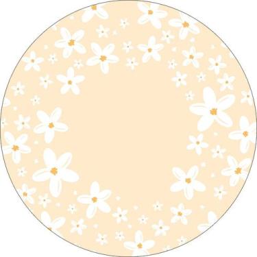 Imagem de Painel De Festa Redondo 1,50x1,50 - Flores Margaridas Bege 191 - Via C