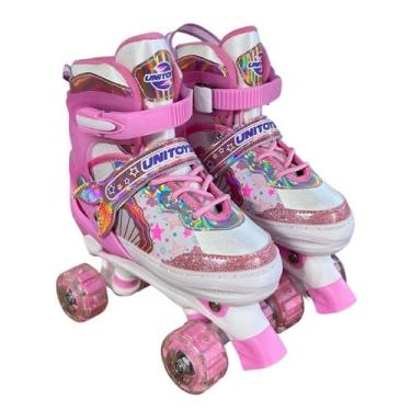 Imagem de Patins Quad Infantil Sereia Ajustável 4 Rodas c/ Led - UNITOYS, 32-35,