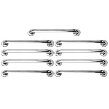 Imagem de Barra Alça Apoio 50cm Segurança Kit 9 Uni Aço Inox Idoso Gestante Pcd 