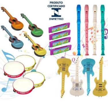 Imagem de Kit 20 Instrumentos Musicais Infantil Violão Guitarra Flauta Gaita Pan