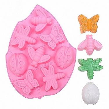 Imagem de Molde de sabonete para insetos – MoldFun Butterfly Bee Dragonfly Joaninha Molde de silicone para bomba de banho, barras de loção, chocolate, doces, geleia, giz de cera, cupcake, muffin, cera