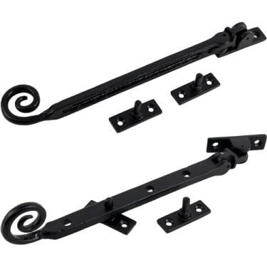 Imagem de SKANDH Suportes de batente de janela de ferro, revestimento em pó preto antigo (25,4 cm, pacote com 2)