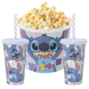 Imagem de Cinema Em Casa Balde De Pipoca Com 2 Copos Lilo E Stitch - HUG BOX