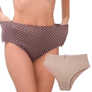 Imagem de Kit 10 Calçolas Plus Size Cintura Alta Senhora Estampada Laterais Larg