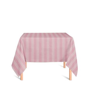 Imagem de Toalha de Mesa Quadrada em Tecido Jacquard Rosa Envelhecido Listrado T