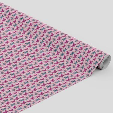 Imagem de Tecido Oxford Estampado Rosas Borboletas Azul e Rosa - 1,40m - Core De
