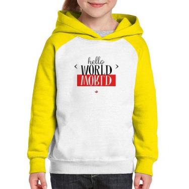 Imagem de Moletom Infantil Hello World - Foca na Moda, Branco, Amarelo, 6