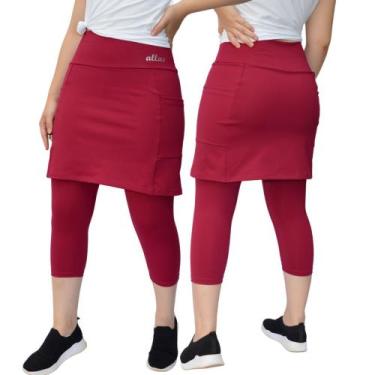 Imagem de Saia Capri Bolso Alta Compressão Moda Fitness Evangélica Proteção UV+ 