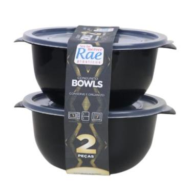 Imagem de Potes vasilha plástica bowl kit 2 peças slim tampa transparente - RAE 