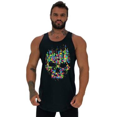 Imagem de Regata Longline Estampada Masculina MXD Conceito Caveira Abstrata, G, 