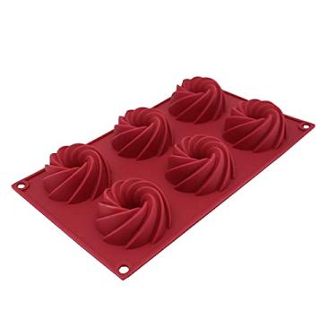 Imagem de Tuut, Linha Confeitaria, Forma com 6 moldes de Silicone para Flan, Vermelha, 28cm