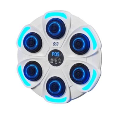 Imagem de Vaveren Máquina de boxe de música eletrônica, alvo de parede, treinador de boxe, musical, almofada de perfuração iluminada para prática de kickboxing, Branco