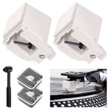 Imagem de Pacote com 2 agulhas de substituição para toca-discos ATN3600L, agulha Stylus para toca-discos compatível com Audio-Technica AT-LP60X, AT-LP60XBT e AT-LP60XBT-USB, toca-discos de diamante Stylus