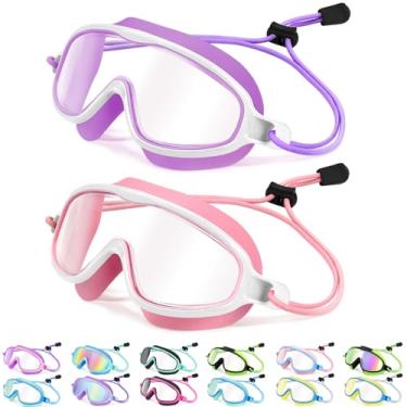 Imagem de Vvinca Óculos de Natação para Crianças com Tira Elástica, Visão Ampla, Antiembaçante, Uv, Sem Vazamento, Máscara de Natação, Óculos de Piscina para Crianças de 3 A 14 Anos, Meninas E Meninos