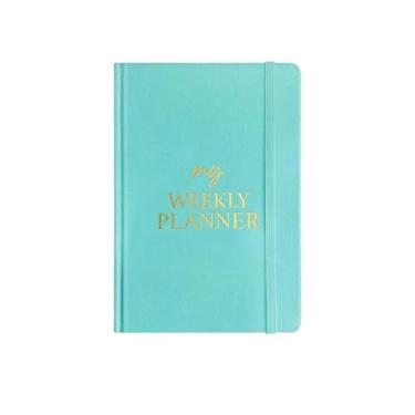 Imagem de A5-Simple Agenda semanal personalizada para estudantes, capa de veludo, caderno de negócios inglês - azul