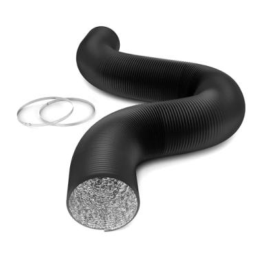 Imagem de Simple Deluxe Duto de alumínio de ar flexível de 15 cm, mangueira de ventilação de 6 metros de comprimento para ventilação e exaustão HVAC, 2 braçadeiras, preto