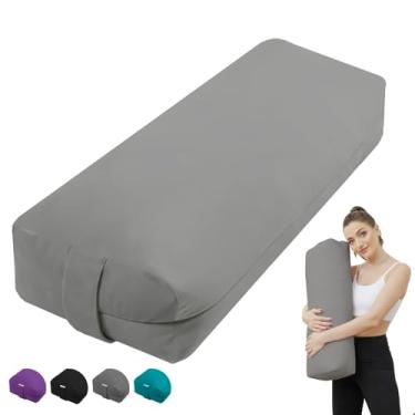 Imagem de TokSay Almofada de Yoga Bolster para Yoga Restaurativo - Almofada de Meditação com Capa de Veludo, Preenchida com Esponja de Resíduos - Almofada de Yoga Retangular (Cinza)