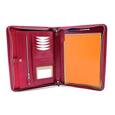 Imagem de Noda Padfólio profissional - Retomar portfólio/portfólio de negócios com fechamento seguro com zíper, organizador de documentos expansível e bloco de escrita, pasta de conferência de couro genuíno