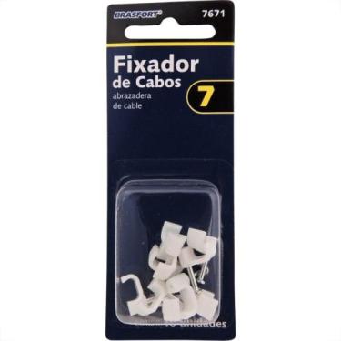 Imagem de Cartela Grampo Fixa Fio Tipo Garra Brasfort 07 Branco Cartela Com 10 P