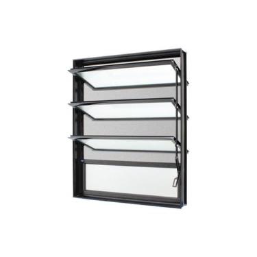 Imagem de Janela Basculante em Alumínio Preto Caribe Max 80x60x10,2cm 4 folhas c