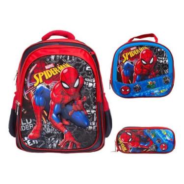 Imagem de Kit Mochila Infatil De Costa Spider Man 3d Lancheira Térmica - TOYS 2U