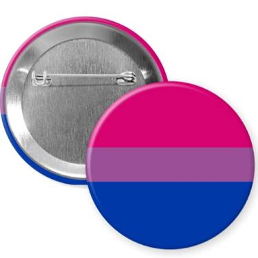 Imagem de Crachá com botão pinback de 5,7 cm cor da bandeira bisexual