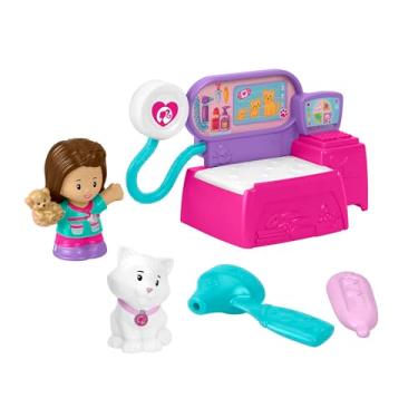 Imagem de Fisher-Price Brinquedos Barbie Little People para crianças, conjunto de brinquedos veterinários com figuras e acessórios, 5 peças para brincar de faz de conta