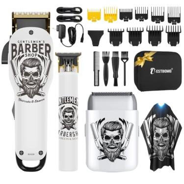 Imagem de BESTBOMG® Aparadores de cabelo para homens profissionais, kits e conjuntos de aparador de barba, barbeadores elétricos, cortadores de cabelo e lâmina em T de cerâmica, para barbeiro, para presentes