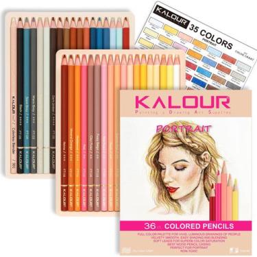 Imagem de Lápis de Cor KALOUR PDAS - Conjunto de 36 Tons de Pele com Lápis Blend