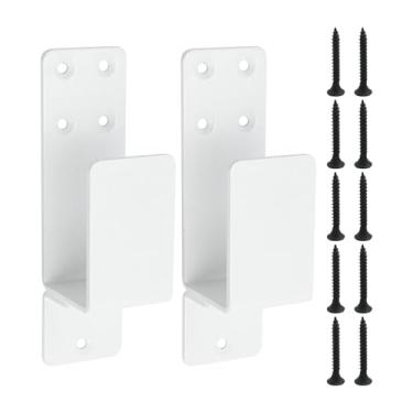 Imagem de Newnessai 2 peças de suportes de trava de porta, suportes de barricada de porta, 2 x 4 suportes de barra de porta para segurar a trava para segurança doméstica (branco)