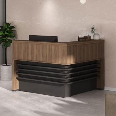 Imagem de Mesa Tamburato Atendimento Nogal/Preto - Artany Móveis