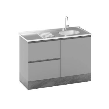 Imagem de Balcão P/Pia Deslocada 120cm Etna 3 Gavetas 1 Porta Etna - Grafite Poliman