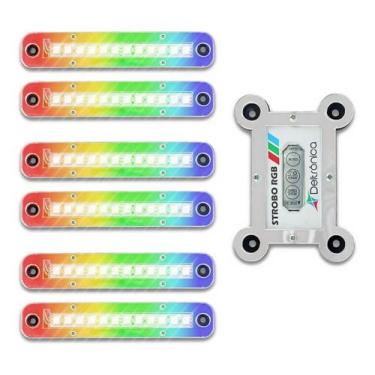 Imagem de Kit Super Strobo Led para Som Automotivo Rgb 6 Faróis 12v Deltrônica -